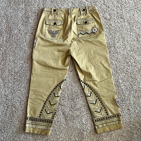 Spell & The Gypsy NWOT Boho Tan Embroidered Cropped Pants **Size S** 🌸🌸 - Picture 2 of 10